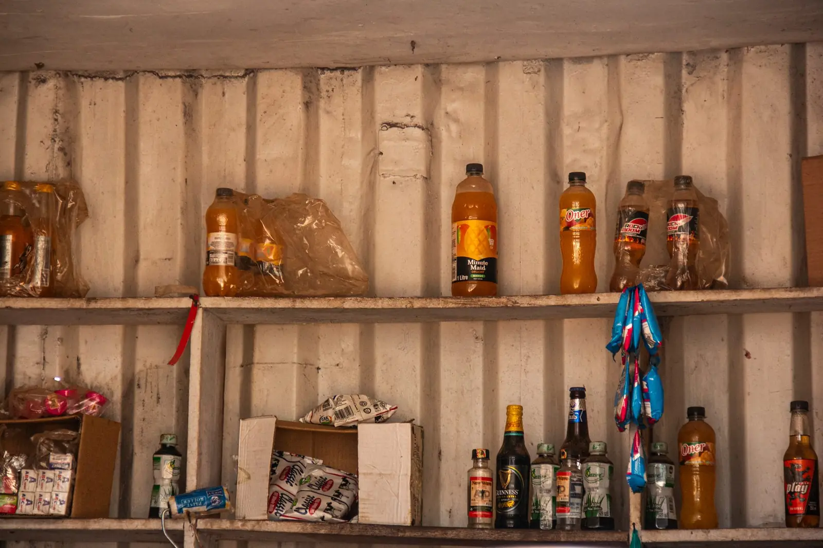 Goods on the shelves of a community shop